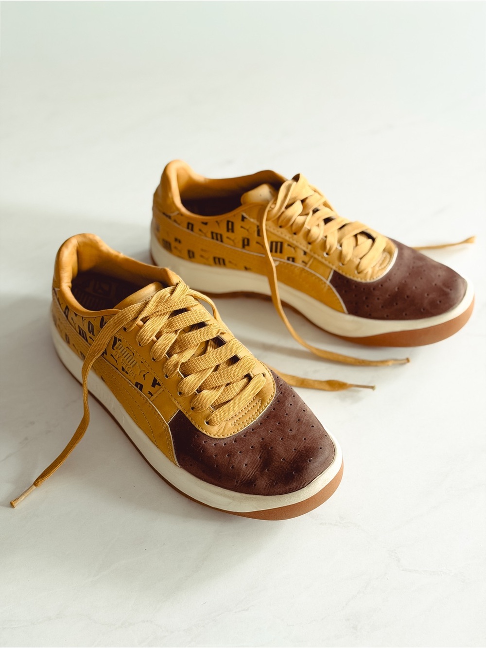 Puma GV Special Sneakers Tan Mustard Yellow Brown Leather Streetwear Women 7.5